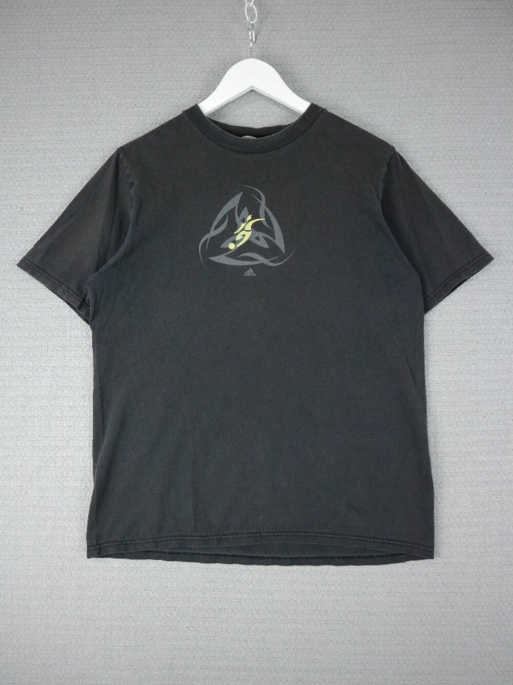 Adidas Vintage Faded Black Y2K Soccer Cotton Shirt Youth XL - Fits Small